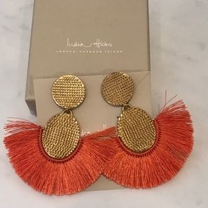 India Hicks Coral Golden Fan earrings